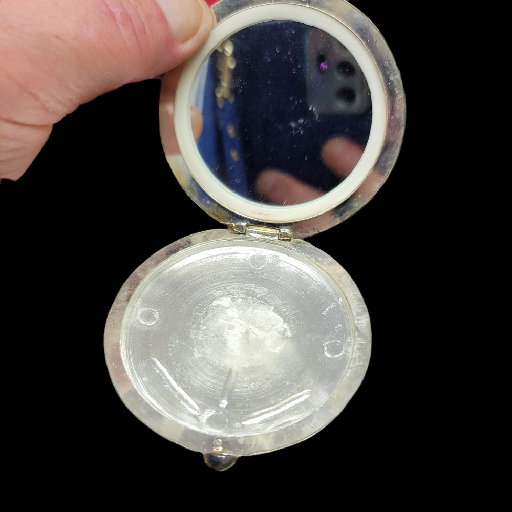 Silver Plated Ladies Powder Compact Vintage